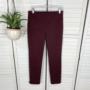 Athleta Wander Slim Ankle Pant Burgundy Skulptek Water Resistant Stretch Size 8